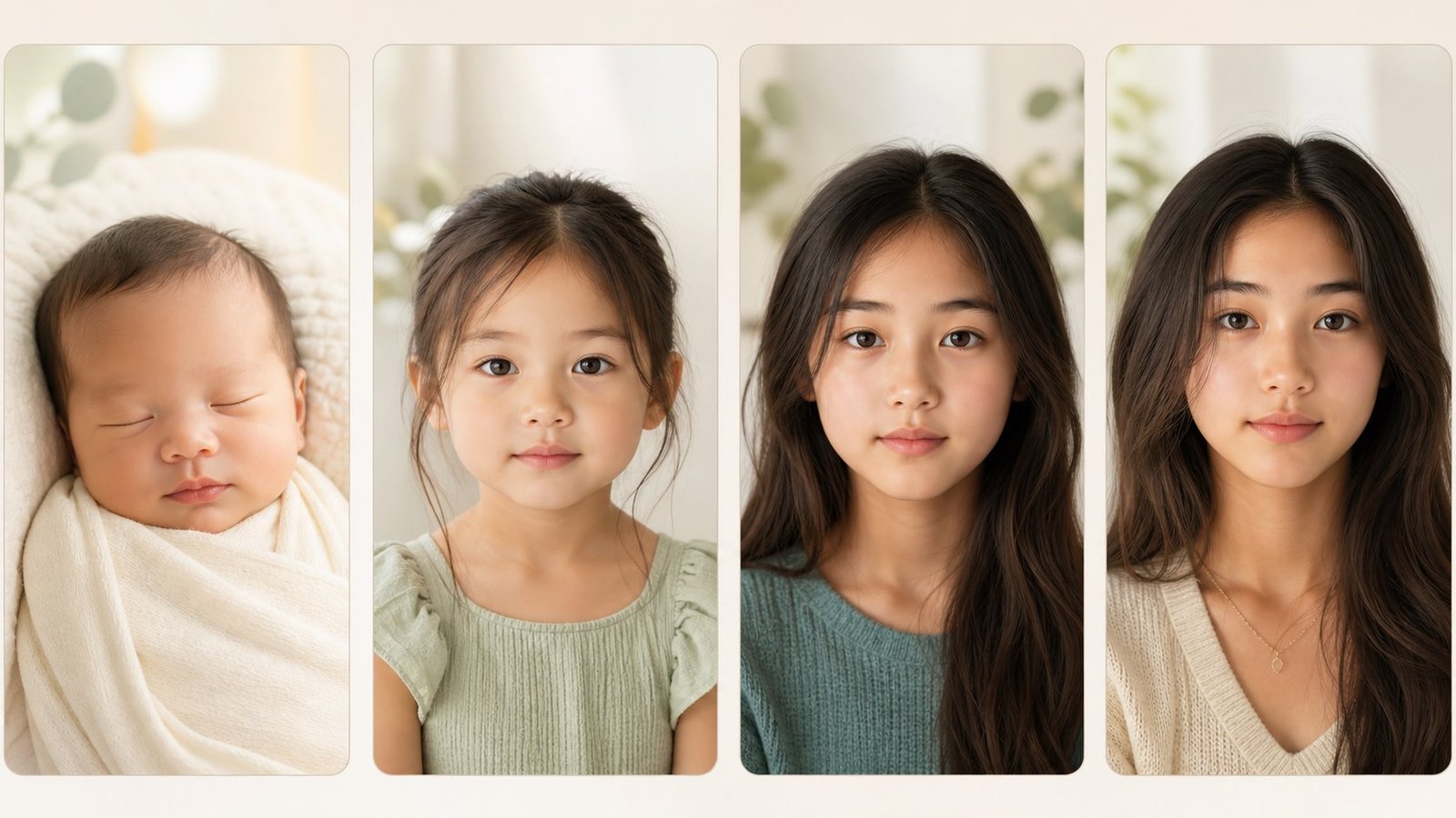 Synthetic newborn to 18 years artistic growth preview